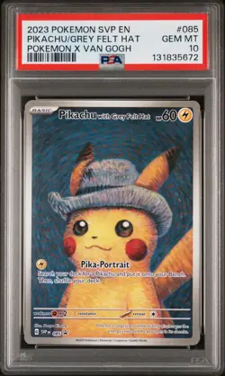 NEW CERT 2023 POKEMON PIKACHU WITH GREY FELT HAT VAN GOGH GEM MINT PSA 10 - Image 1