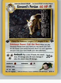 GIOVANNI'S PERSIAN 8/132 HOLO R GYM CHALLENGE POKEMON 1ST EDITION HOLO MP - Image 1