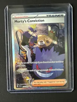 Pokemon Morty's Conviction Full Art Trainer Holo 211/162 SV05 Temporal Forces - Image 1