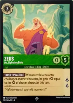 92/204 ZEUS MR. LIGHTNING BOLTS URSULAS RETURN SUPER RARE DISNEY LORCANA CARD - Image 1