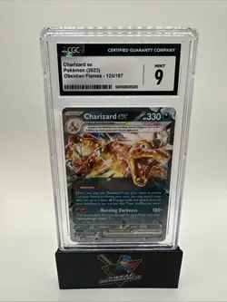 CGC 9 MINT Charizard Ex 125/197 HOLO RARE Obsidian Flames Pokemon Card - Image 1