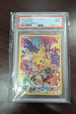 Pokemon Pikachu 160/159 SWSH Crown Zenith PSA 9 Secret Rare Full Art Holo Card - Image 1