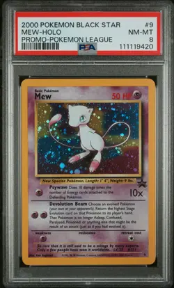 Pokemon TCG Mew 151 Black Star Promo Pokemon League PSA 8 Swirl 🌀 - Image 1