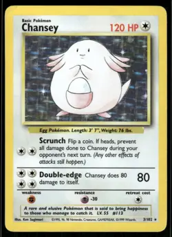 Pokemon Cards Chansey 3/102 Base Set WOTC Rare MP - Image 1