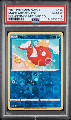PSA 8 Magikarp Reverse Holo 039/192 Pokemon Cosmos Mini Tin 5-pack Collection - Image 1