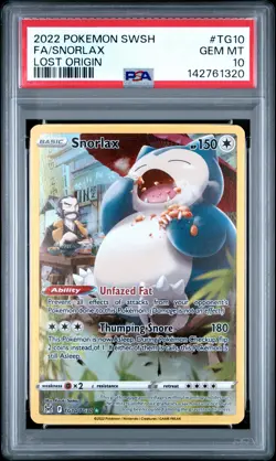 2022 POKEMON SWORD & SHIELD LOST ORIGIN #TG10 FULL ART/SNORLAX PSA 10 - Image 1