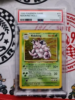 1999 Pokemon TCG Nidoking Base Set Holo Unlimited Holo Rare Card 11/102 PSA 5 - Image 1
