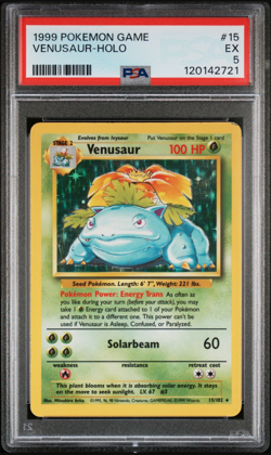 Vintage 1999 Pokemon Venusaur Holo #15/102 PSA 5 - Image 1