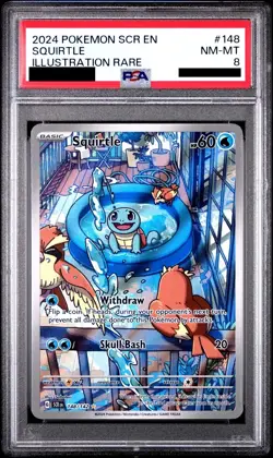2024 POKEMON SCR EN-STELLAR CROWN ILLUSTRATION RARE #148 SQUIRTLE PSA 8 - Image 1