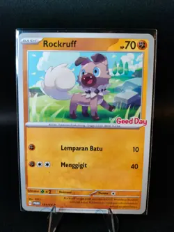 Pokemon - Rare - Promo Karte - Rockruff SV-P 151 - Indonesian - GOOD DAY Stamp - Image 1