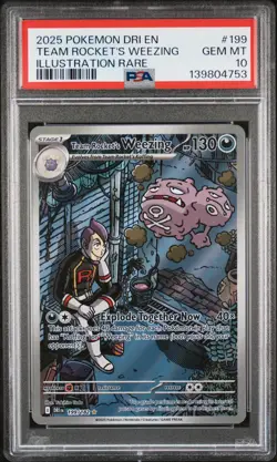 2025 POKEMON DRI EN-DESTINED RIVALS #199 TEAM ROCKET'S WEEZING PSA 10 - Image 1