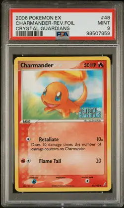 2006 POKEMON EX CRYSTAL GUARDIANS #48 CHARMANDER-REVERSE FOIL PSA 9 - Image 1