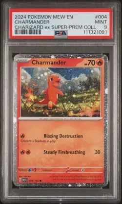 2024 POKEMON MEW EN-151 CHARIZARD EX SUPER-PREMIUM COLLECTION CHARMANDER PSA 9 - Image 1