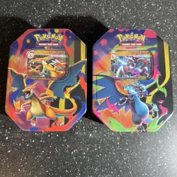 2 Pokemon TCG Mega Charizard X + Y ex Tin Bundle Sealed New - Image 1