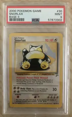 2000 Pokemon Game Base Set 2 Snorlax PSA 9 MINT No. 30/130 #30 - Image 1