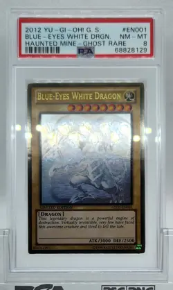 YUGIOH GLD5-EN001 BLUE-EYES WHITE DRAGON GHOST RARE HOLO FOIL PSA 8 NM #68828129 - Image 3