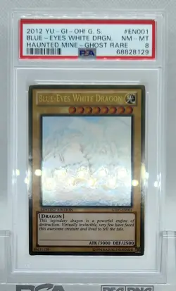 YUGIOH GLD5-EN001 BLUE-EYES WHITE DRAGON GHOST RARE HOLO FOIL PSA 8 NM #68828129 - Image 5