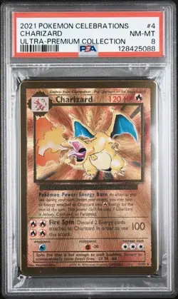 Pokemon Card Charizard 4/102 Gold Metal Celebrations UPC 25th Anniversary PSA 8 - Image 1