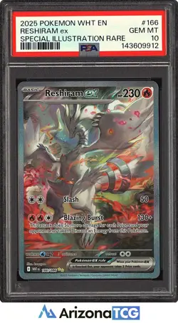 Pokemon 2025 Reshiram ex 166/086 Full Art SIR White Flare GEM MINT PSA 10 - Image 1