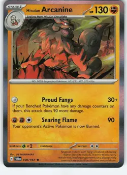 Hisuian Arcanine 100/167 Rare Holo SV06: Twilight Masquerade NM Pokemon - Image 1