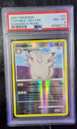 Pokemon - Clefable Reverse Holo - Diamond and Pearl - # 22 - PSA 8 - Image 1