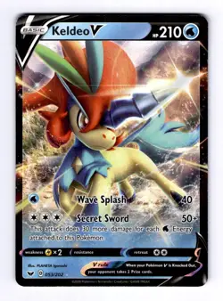 Keldeo V SWSH01: Sword & Shield Base Set #053 (2020) Ultra Rare Holo NM Pokemon - Image 1