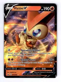 Victini V SWSH01: Sword & Shield Base Set #025 (2020) Ultra Rare Holo NM Pokemon - Image 1