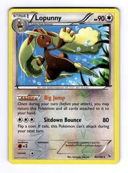 Lopunny XY - Flashfire #85 (2014) Rare Reverse Holo LP Pokemon - Image 1