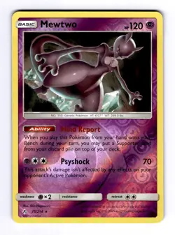 Mewtwo SM - Unbroken Bonds #75 (2019) Rare Reverse Holo NM Pokemon - Image 1