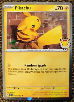 2026 Pikachu 051/162 Pokemon Day 30th Anniversary Stamped Promo TCG Cosmo Holo - Image 1