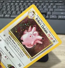 Pokemon Erika's Clefable Gym Heroes Holo Rare Unlimited 3/132 70 HP English 2000 - Image 2