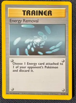 ENERGY REMOVAL 92/102 COMMON BASE SET POKEMON SHADOWLESS LP - Image 1
