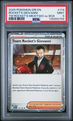 2025 POKEMON DRI EN-DESTINED RIVALS #174 TEAM ROCKET'S GIOVANNI PSA 9 - Image 1