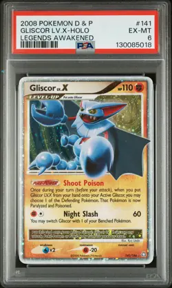 2008 POKEMON DP LEGENDS GLISCOR LV X #141 HOLO PSA 6 EX #130085018 - Image 1