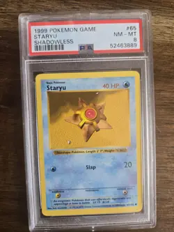 Rare PSA 8 MINT Staryu Shadowless #65 1999 Base Set Pokemon Card - Image 1