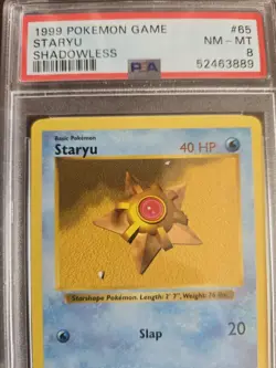 Rare PSA 8 MINT Staryu Shadowless #65 1999 Base Set Pokemon Card - Image 4