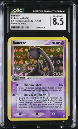 CGC 8.5 Banette 2004 EX Hidden Legends 1/101 Reverse Holo Pokemon Card - Image 1