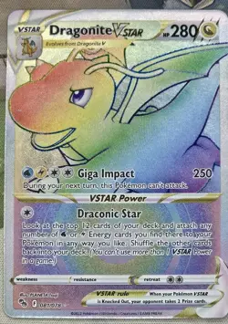 Pokemon Dragonite VSTAR 081/078 Secret Rare Full Art Holo Pokemon GO 280 HP - Image 1