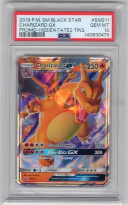 2019 Black Star Promo Hidden Fates Tins # SM211 Charizard GX PSA 10 GEM MINT! - Image 1