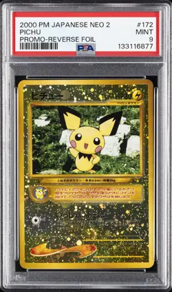 2000 POKEMON JPN NEO 2 PROMO REVERSE FOIL #172 PICHU PSA 9 - Image 1