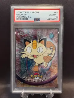 2000 TOPPS CHROME POKEMON T.V. #52 MEOWTH PSA 10 - Image 1