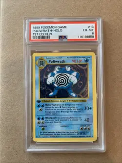 Pokemon Poliwrath Base Set Shadowless 1st Edition Holo Rare #13 PSA 6 - Image 1