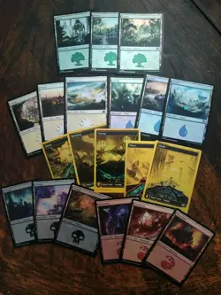 20 FOIL Aetherdrift MtG Basic Land lot, a 15 Card set plus 5 Gold Foils, 2025 - Image 1