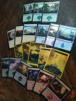 20 FOIL Aetherdrift MtG Basic Land lot, a 15 Card set plus 5 Gold Foils, 2025 - Image 3