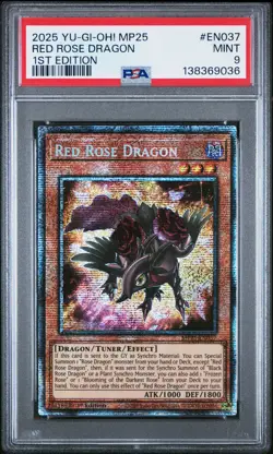 2025 YU-GI-OH! MP25-MEGA-PACK TIN 1ST ED #EN037 RED ROSE DRAGON PSA 9 - Image 1