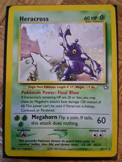 Pokemon TCG Heracross Neo Genesis Holo Rare Card 6/111 MP Condition Ungraded - Image 1