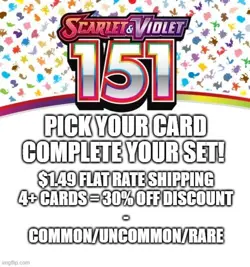 Flat Shipping! Pokemon Scarlet & Violet 151: Choose Your Card! C/UC/R All NM/M - Image 1
