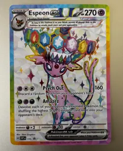 Espeon ex prismatic full art holo promo SVP175 Psychic Pokemon TCG card stock - Image 1