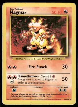 Pokemon Cards Magmar 36/102 Base Set WOTC Uncommon LP - Image 1