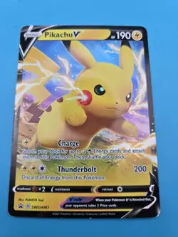 Pokemon TCG Pikachu V SWSH061 Full Art Holo Card Sword and Shield Promo LP/VG - Image 1